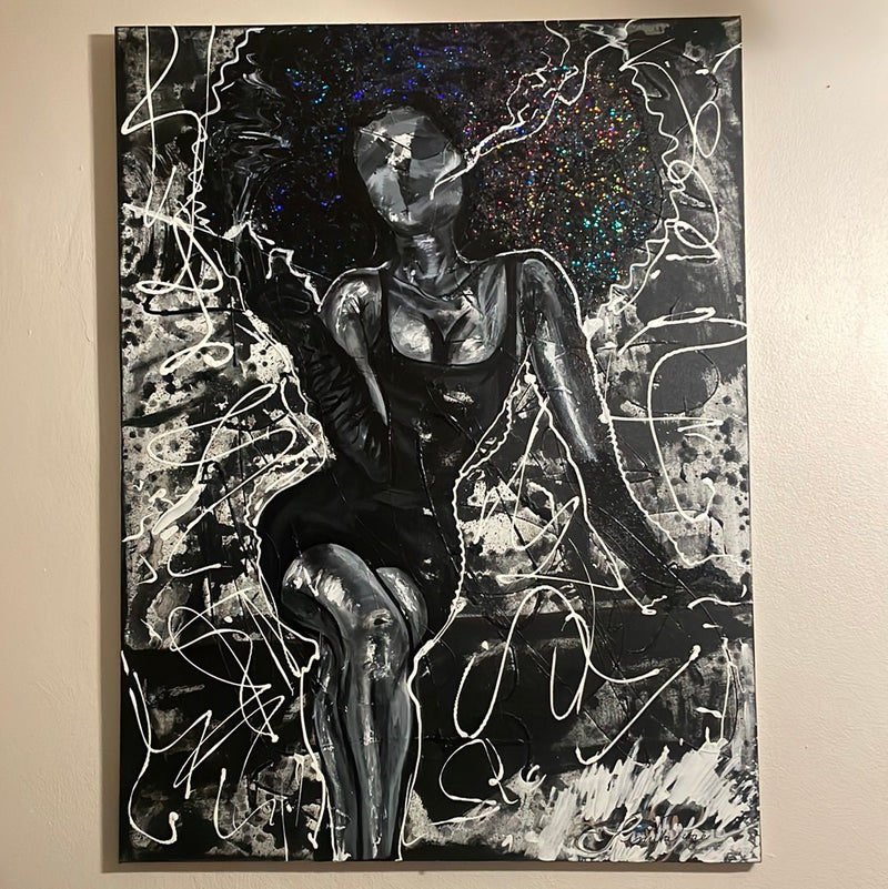 The lady in the red dress